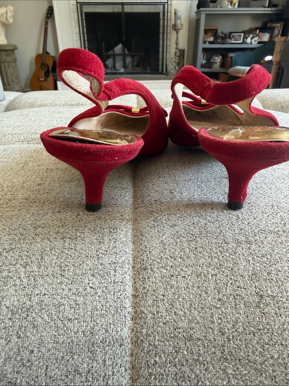 Michael Kors Red Pointed Toe Slingback Kitten Heels Bow Accent Women’s Size 8 - Picture 4 of 14